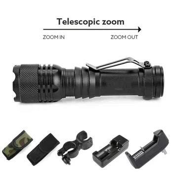 

3 Modes 280LM Lights XPE LEDTorch Powerful 14500 Small Flashlight+Charger+Bicycle Holder Clip+Flashlight holster +AC wall charge