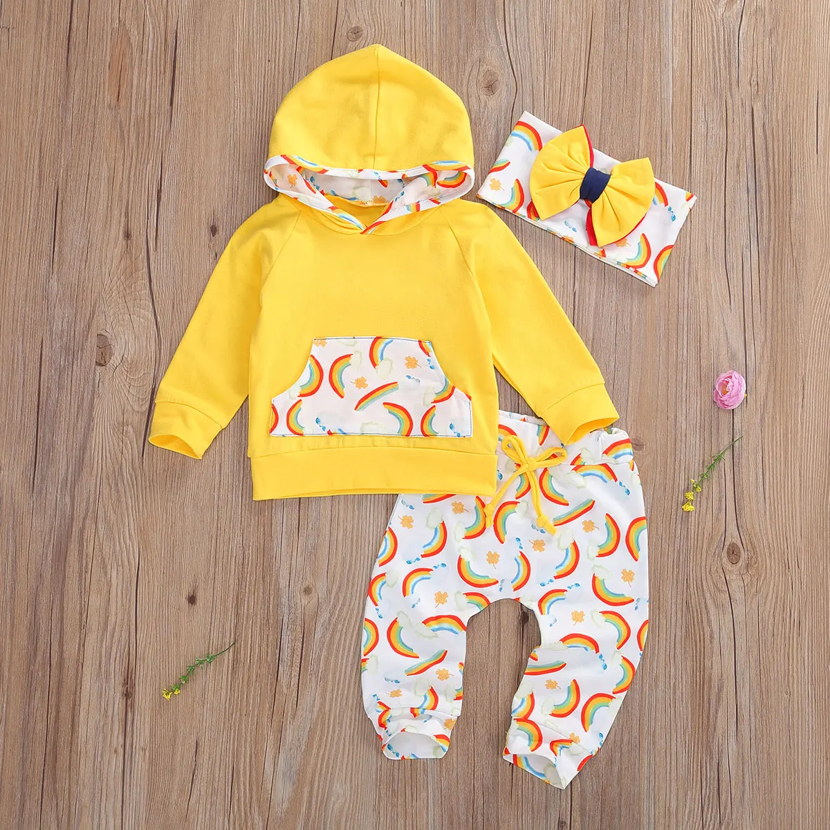 Комплект из 3-х предметов для новорожденного радуга Детские комплекты одежды с