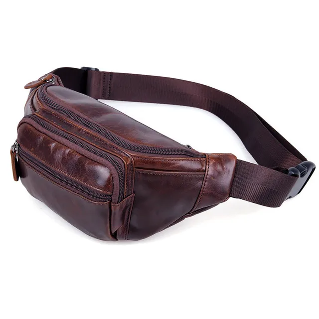 LACHIOUR Brand  Men Genuine Leather Fanny Pack Bag for Phone Pouch Male Leather Messenger Bags Fanny Male Travel Waist Bag Men Beige