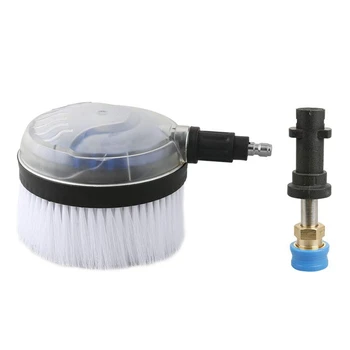 

High Pressure Washer Rotating Wash Brush with 1/4 Inch QC, Non-Electric Automatic 360 Degree, 1/4 Inch Blue Holder Coupler Brass