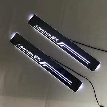 

Acrylic door sill plate strip with led decorative welcome light moving door scuff for mitsubishi lancer ex