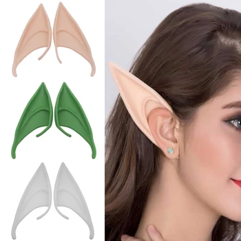 

1Pair Latex Elf Ears Fairy Pixie Cosplay Props Mask Accessories Gift False Ear Halloween Costume Party Masks 10/12cm 4 Colors