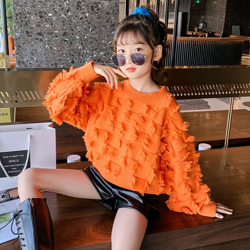 

Children Sweaters 2021 New Fashion Kids Knit Pullovers Winter Warm Sweaters Batwing Sleeve Crochet Teen Girls Sweaters Clothing