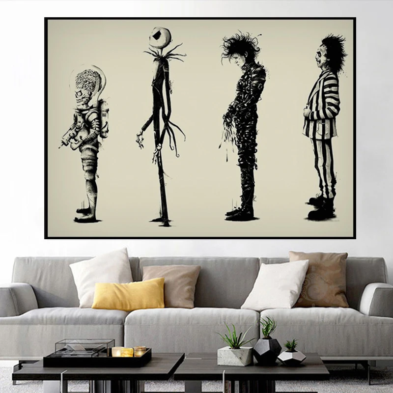 Тим Бертон фильм Beetlejuice Эдвард Руки рисунок на холсте Плакаты и печать настенные картины для