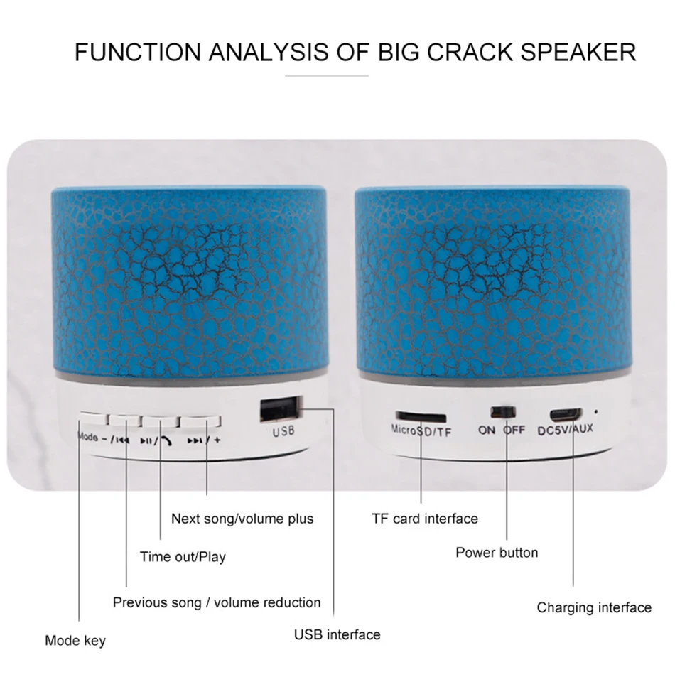 A9 мини портативный Bluetooth динамик трещины светодиодный беспроводной Колонка Hands Free телефон Громкий динамик TF USB FM AUX микрофон Бас Звук Музыка