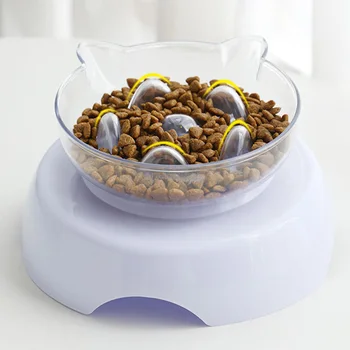 

With Raised Stand Neck Protection Drinking Water 15 Degree Tilt Easy Clean Non Toxic Cat Bowl Anti Suffocate Food Feeding