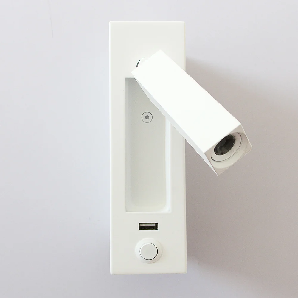 

matt white usb lamp bedside reading wall light fixtures 3w cree led chip ressessed in wall sconces lighting for home hotel loft