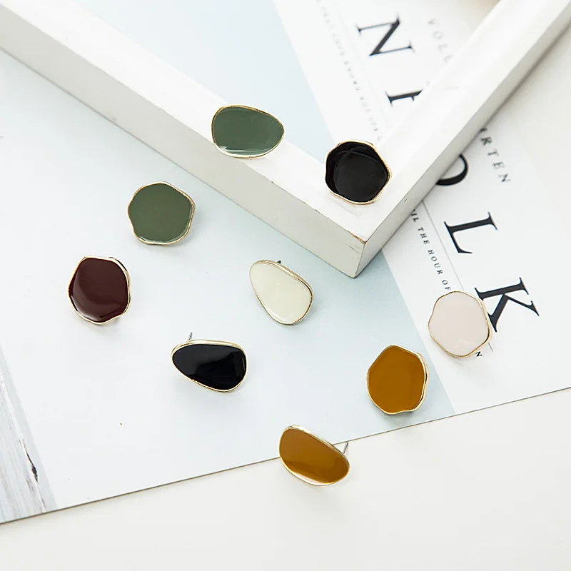 

10pcs 19*18mm Enamel Geometry Shape Earrings Charms Gold Ear Pin Pendant