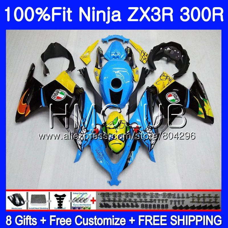 Инъекции для KAWASAKI NINJA ZX3R EX 300 ZX 300R 2013 10JK. 0 EX300 ZX-3R ZX300R 13, 14, 15, 16 лет обтекатель Акула Рыба