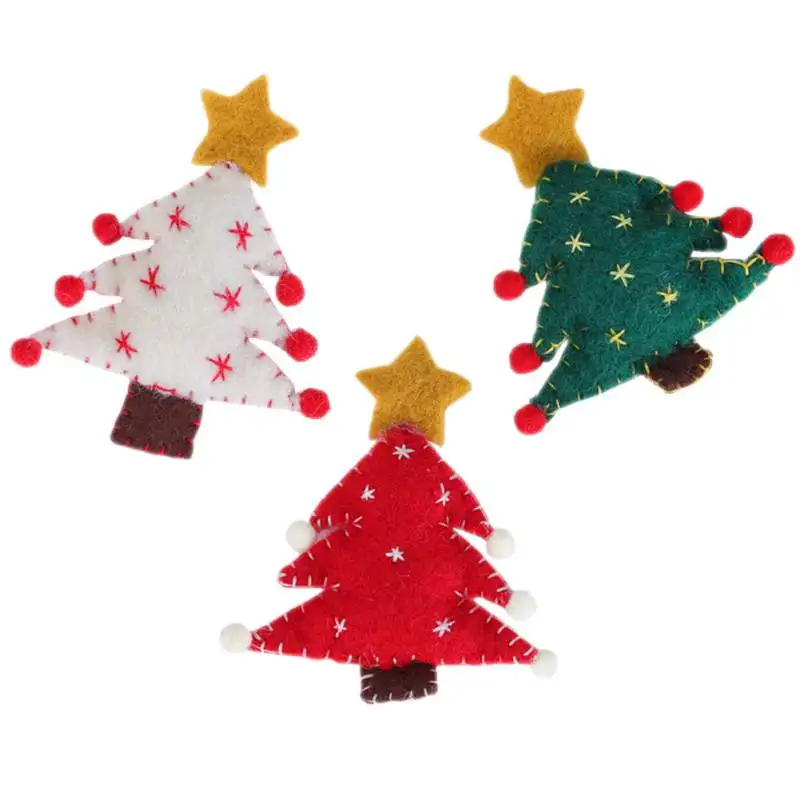 

3 pcs Small Christmas Decorations Wool Felt Christmas Tree Pentagram shape Pendants Ornaments Xmas DIY Gifts