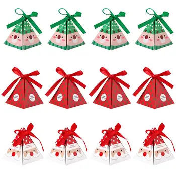 

45 Pcs Christmas Paper Candy Boxes Cartoon Patterns Triangle Presents Holders