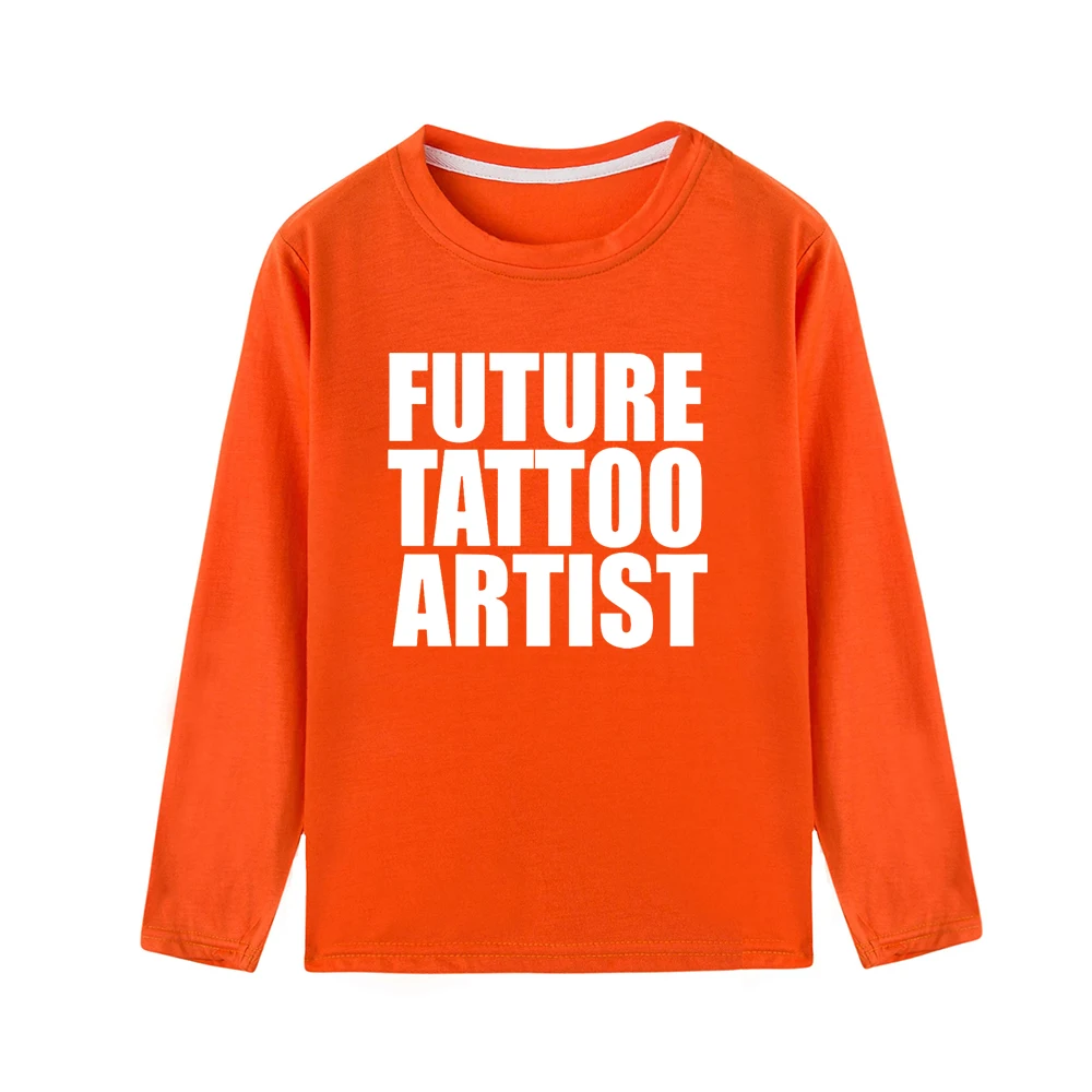 44V8-KLTOG- Осенняя детская мягкая футболка унисекс; молодежная одежда с длинными рукавами; детская футболка с надписью «Future Tattoo Artist»; крутой костюм - Цвет: 44V8-KLTOG-