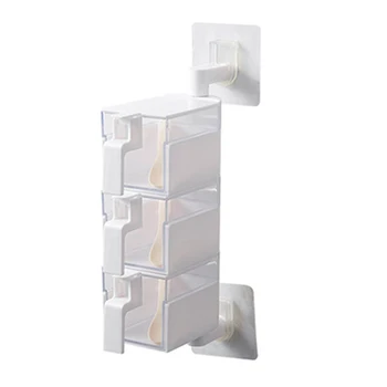 

Wall Hanging Adhesive With Handle Drawer Type Spice Container Durable 360 Degree Rotary Seasoning Box Kitchen Accessories Home