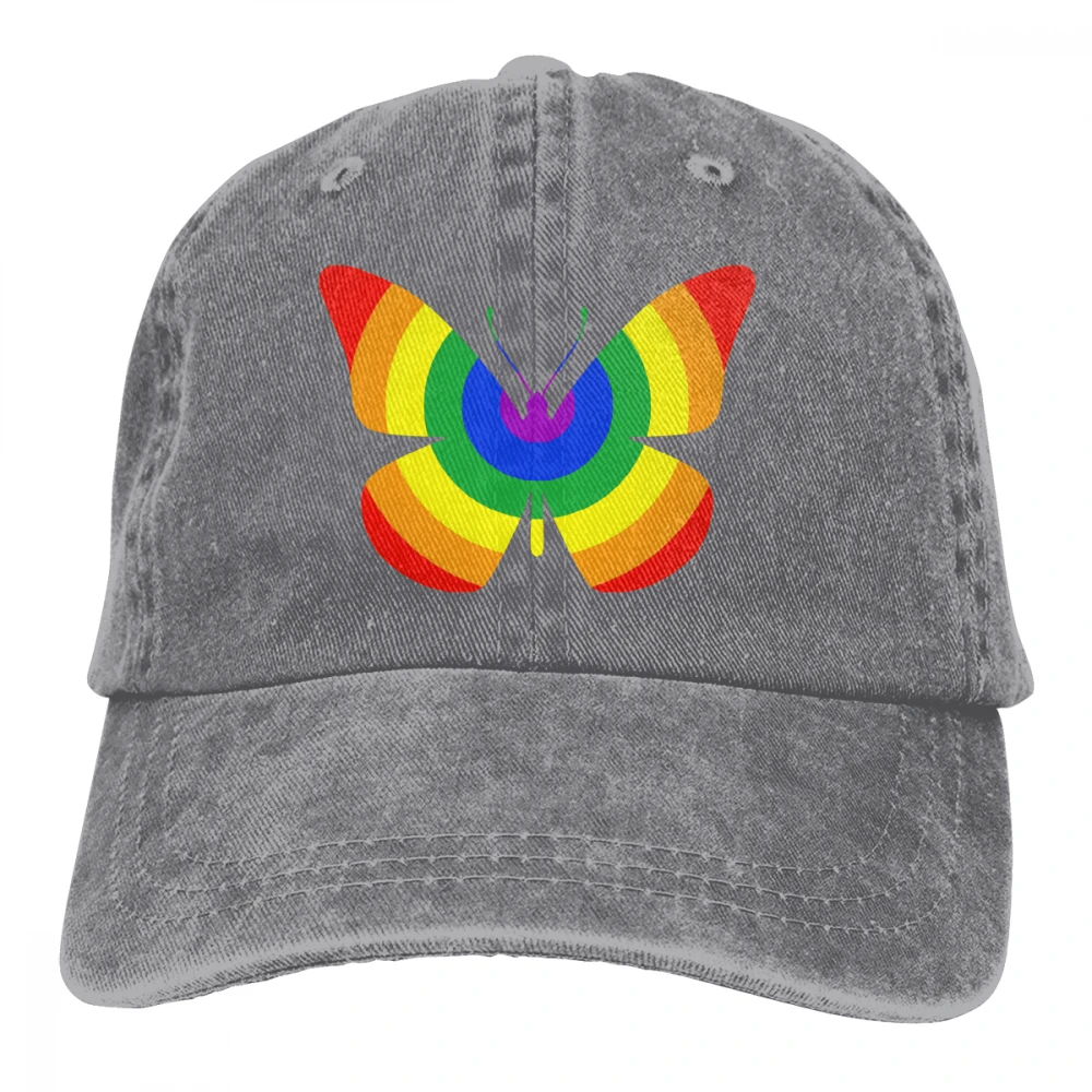 Радуга бабочка Casquette темно-синий унисекс Мужские Женские джинсовые бейсболка с ремешком кепки Регулируемый Гольф папа шляпа