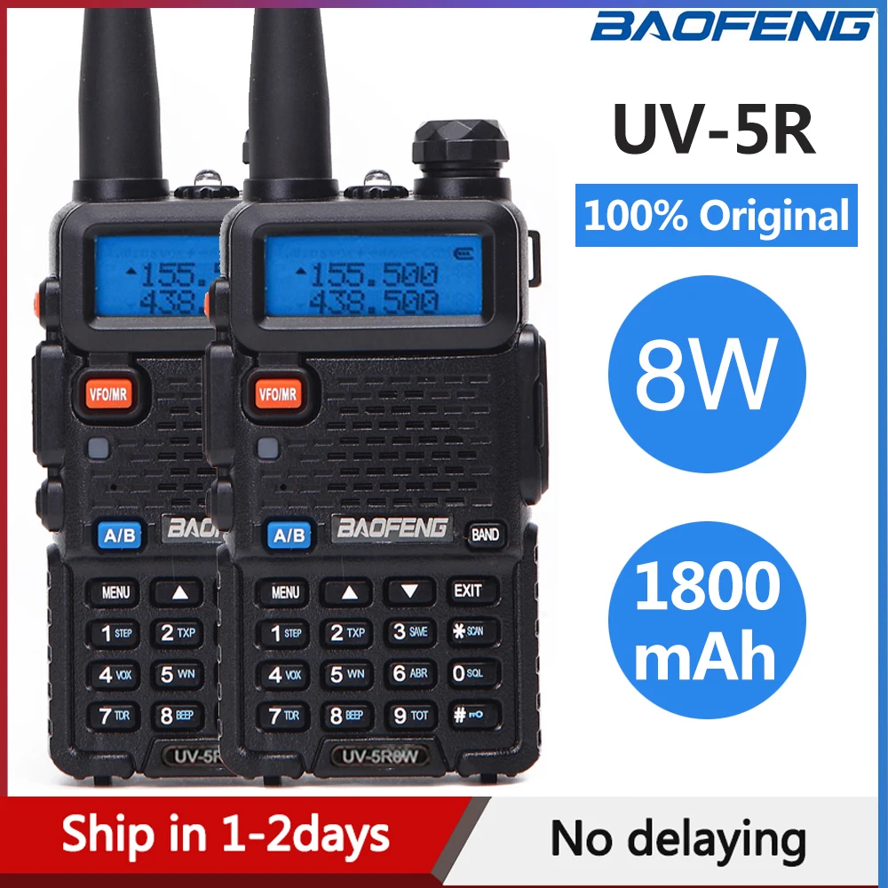 2PCS Baofeng UV-5R 8W Walkie Talkie 10km Dual Band VHF UHF Transceiver UV 5R Radio Portable Ham CB Hunting Transmitter | Мобильные