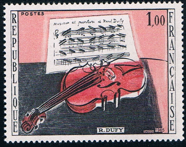 FR3013 Французский штамп 1965 художественная серия Du Fei живопись Красная скрипка 1 шт.