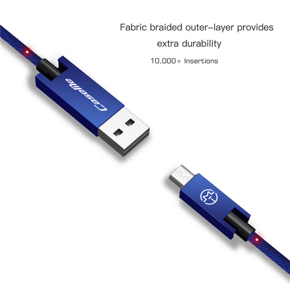 Caseme роскошный подлинный Android Micro к USB синхронизации данных зарядный быстрый алюминиевый плетеный кабель Шнур 2.1A 1,2 m 0,25 m для телефона планшета
