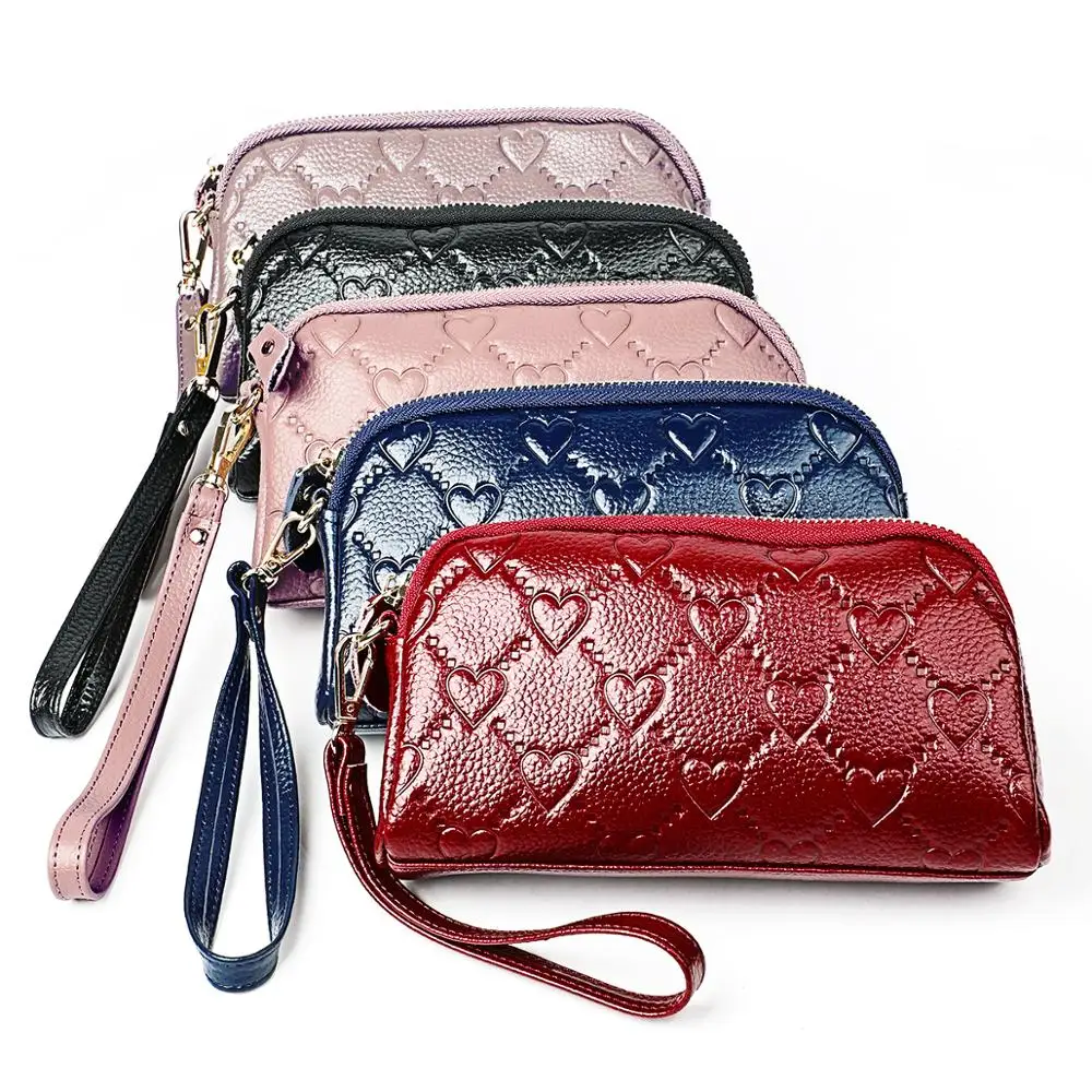 Wallets for Women Split Leather Long Phone Zipper Clutch Luxury Wristlet Purse Wallet Bag with Wrist Strap
