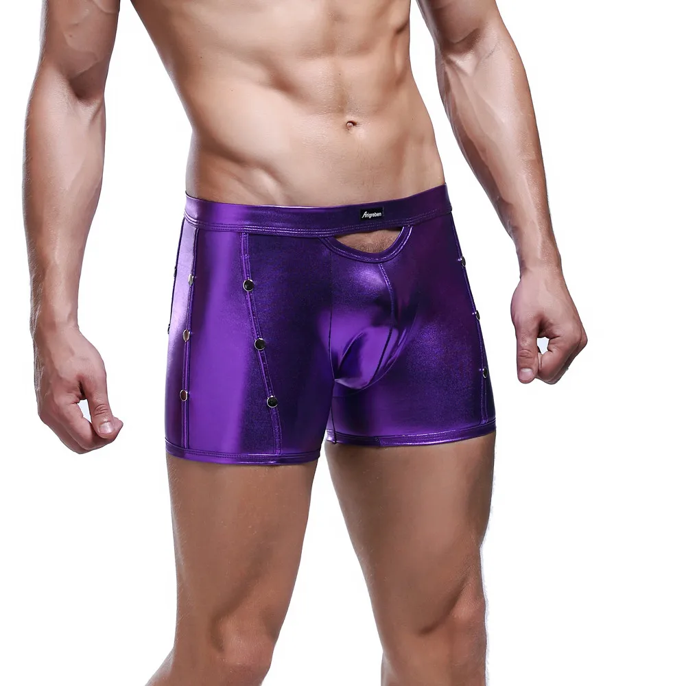 SAGACE мужские сексуальные, искусственная кожа, боксеры, трусы, яркая кожа, плотно прилегающие, удобные, дышащие, нижнее белье для мужчин, сплошной цвет