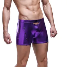 SAGACE мужские сексуальные, искусственная кожа, боксеры, трусы, яркая кожа, плотно прилегающие, удобные, дышащие, нижнее белье для мужчин, сплошной цвет