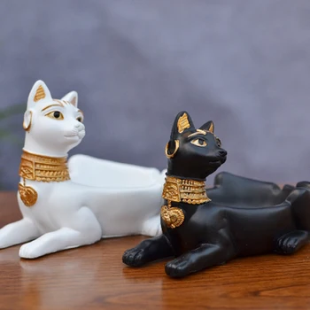 

Vintage Ancient Egypt Cat Dog God Ashtray Doll Animal Sculpture European Fat Crafts Home Decoration Accessories Birthday Gift