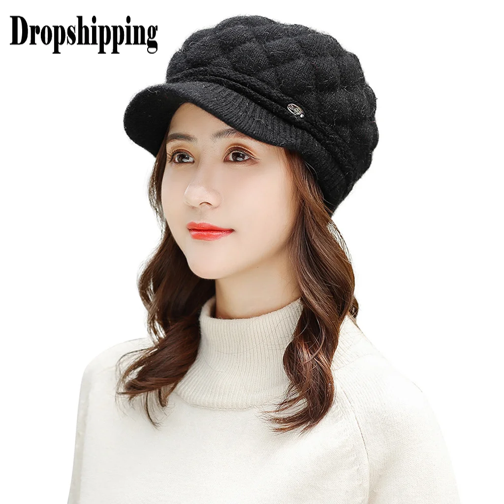 Вязаная женская зимняя теплая шапка шарф берет мешковатая вязанная крючком