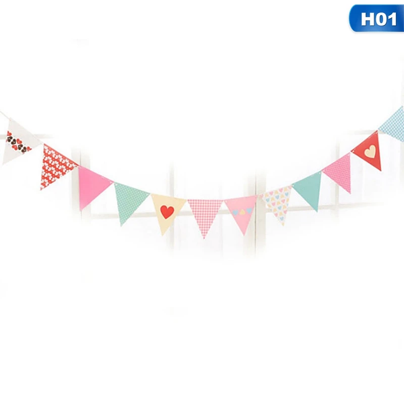 20+ цветов 12 флагов-3,2 м хлопок ткань баннеры Свадебные флаги украшения день рождения Детская гирлянда для душа палатка украшения - Цвет: 01