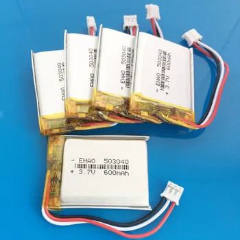 

5pcs 3.7V 600mAh 503040 Rechargeable battery JST PH 2.0mm 3pin plug lipo polymer lithium for MP3 GPS DVD Recorder ebook camera