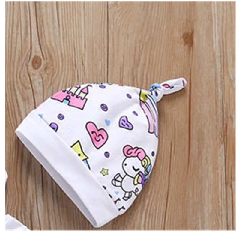 Комплекты одежды для новорожденных девочек, roupa infantil единорог, Пегас, звезда, сердце, замок, Топы+ штаны+ шляпа, 3 предмета, Одежда для новорожденных девочек