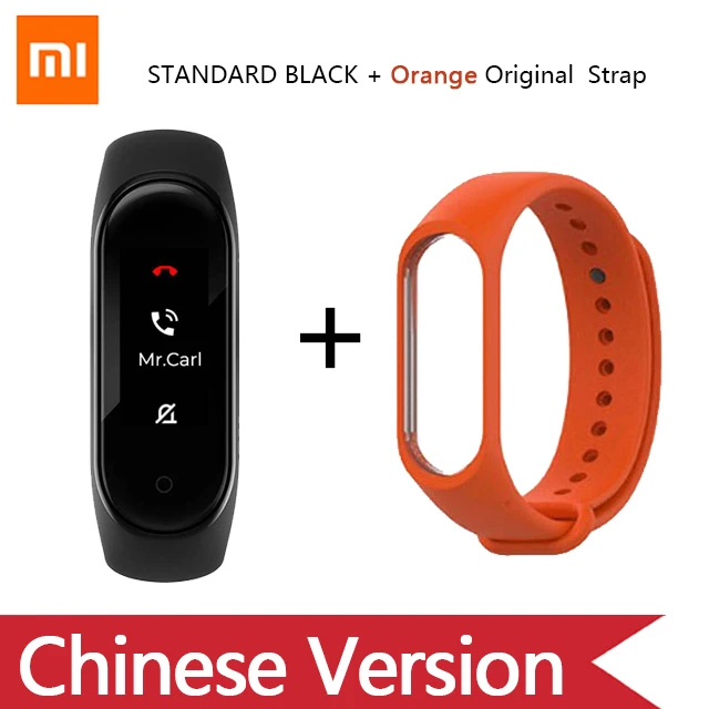 Умный Браслет OriginalXiao mi Band 4 на английском, испанском и русском языках, 3 цвета, AMOLED экран, mi band 4, Smartband, fitness Traker - Цвет: Orange originalstrap