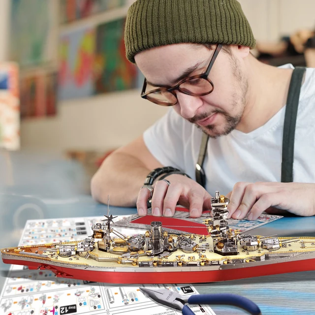Piececool 3D Metal Puzzle Model Building Kits-Fuso Battleship DIY Jigsaw Toy ,Christmas Birthday Gifts for Adults Kids 2