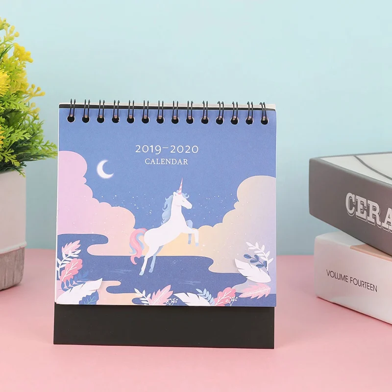 

Creative Unicorn Cactus 2020 Desktop Standing Coil Paper Calendar Memo Daily Schedule Table Planner Yearly Agenda Organizer