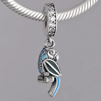 

Original Enamel Tropical Parrot With Crystal Pendant Beads Fit 925 Sterling Silver Bead Charm Bracelet Bangle Jewelry