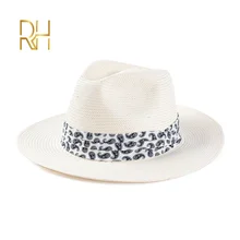 RH хорошее качество унисекс Панама соломенная шляпа лето ковбой канотье Fedora шапки с Пейсли ленты для мужчин и женщин