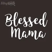 BlingQueen 12 шт./лот на заказ флок железная аппликация, горячая фиксация винил передачи Blessed Mama дизайн