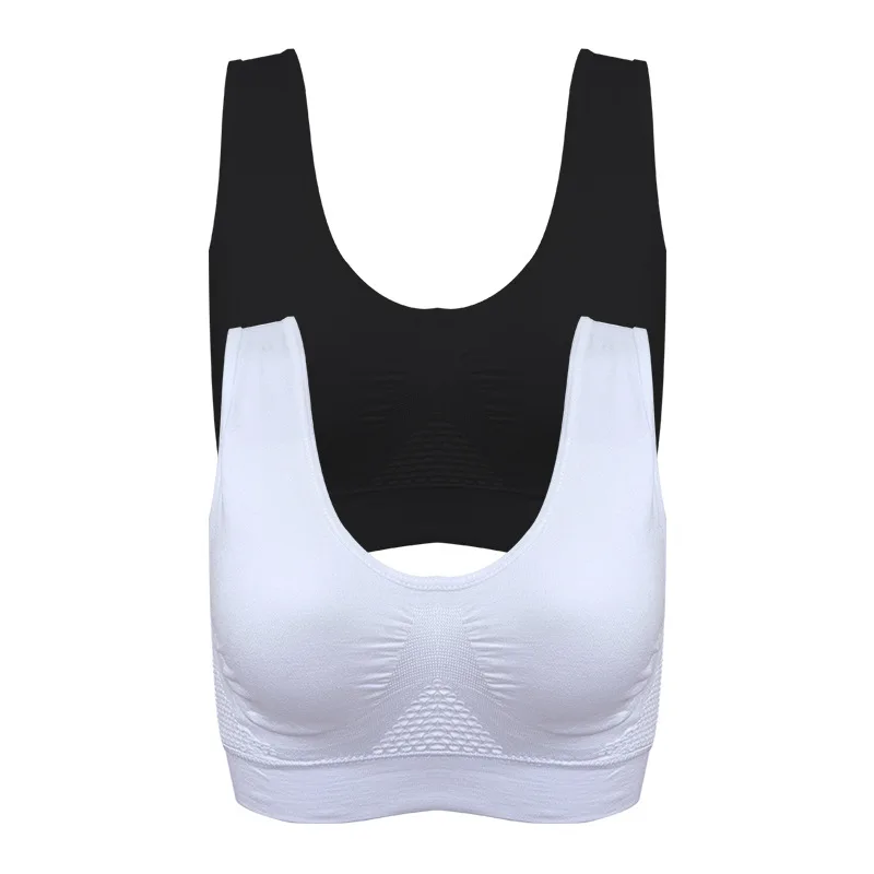 2pcs(Black White) Новая одежда для маленькой девочки 2/3 шт. Для женщин спортивный пуш-ап бюстгальтер с открытыми пальцами с глубоким вырезом, сеточной подкладкой дышащий бюстгальтер плюс Размеры XXXL беспроволочное нижнее белье черный/белого/телесного цвета - Цвет: 2pcs(Black White)