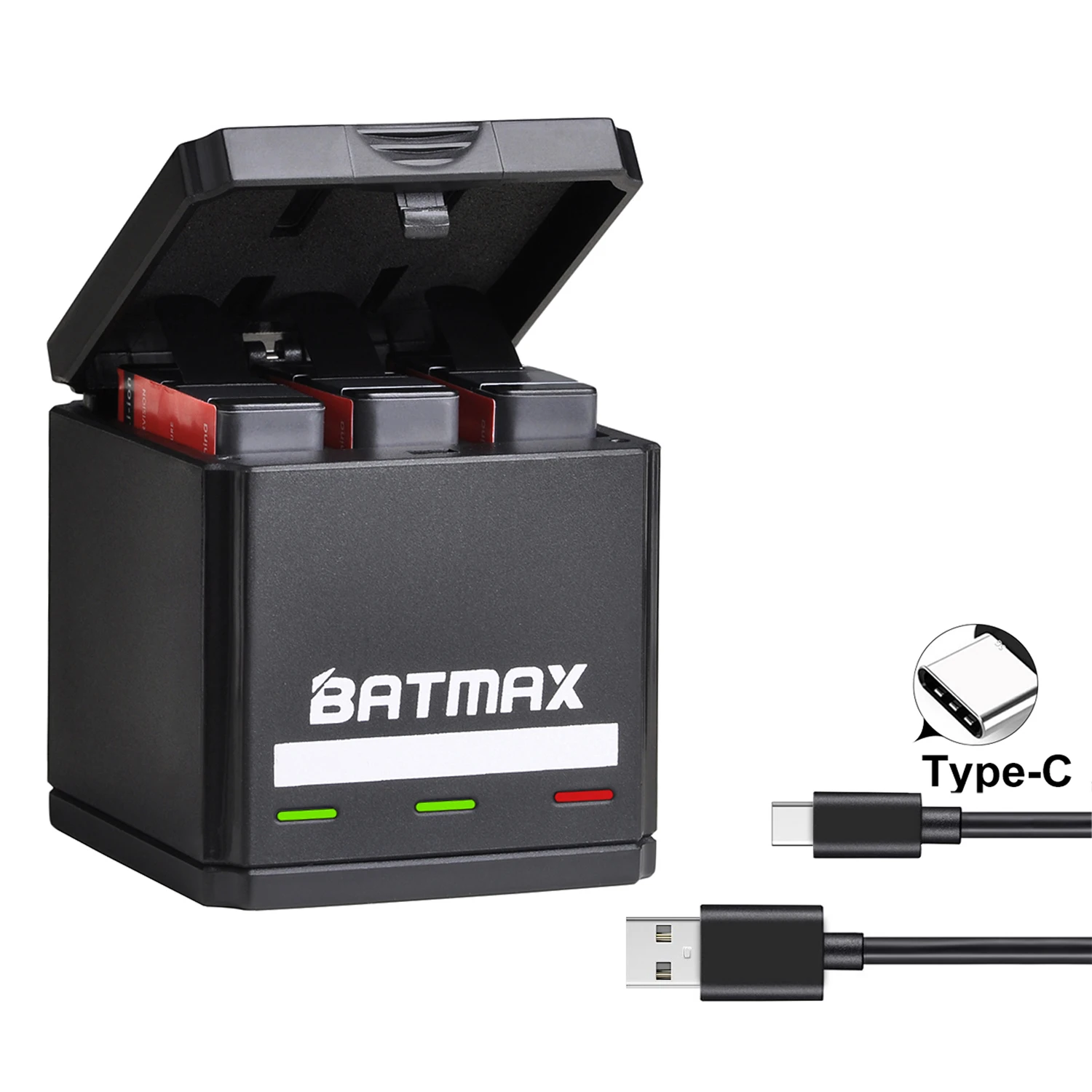 Тройное зарядное устройство Batmax для GoPro 7 USB с портом Type C для GoPro7 Gopro 6 5 Gopro 8 Аккумулятор - изображение