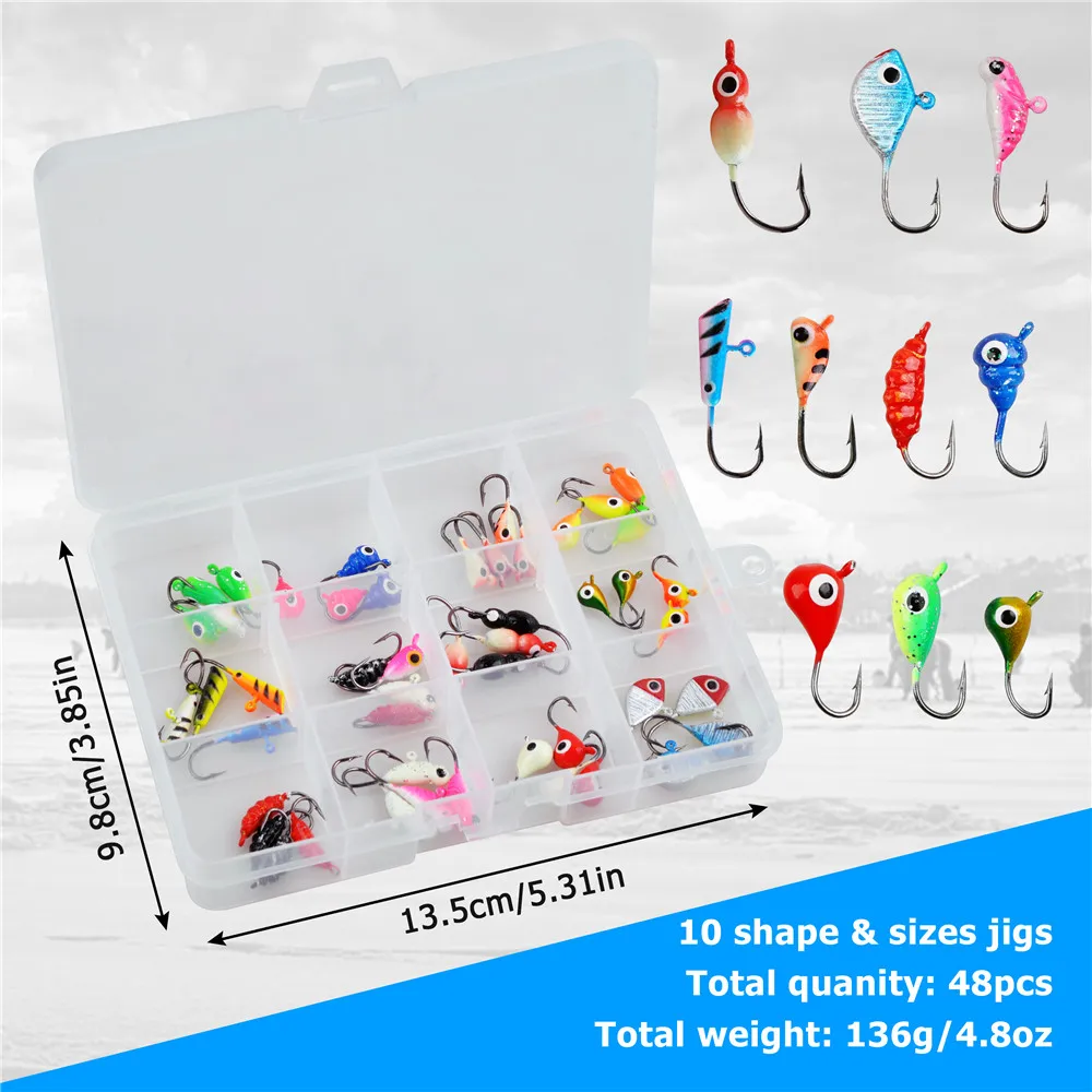 48/96Pcs Ice Fishing jigs set Perch Crappie ice fishing lure