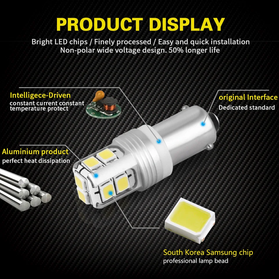 KAFOLEE неполярный BA9S 10 SMD СВЕТОДИОДНЫЙ T4W Canbus лампы без ошибок автомобильные лампы внутренний светильник s автомобильный светильник источник парковки 12V 620LM белый