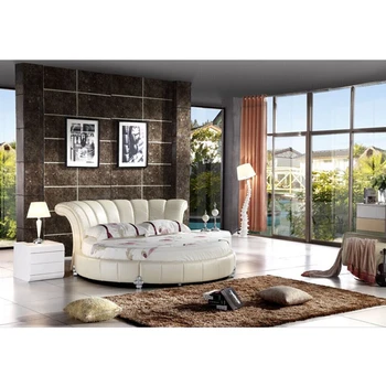

Hotsale round bed of modern bedroom furniture leather bed luxury bedroom