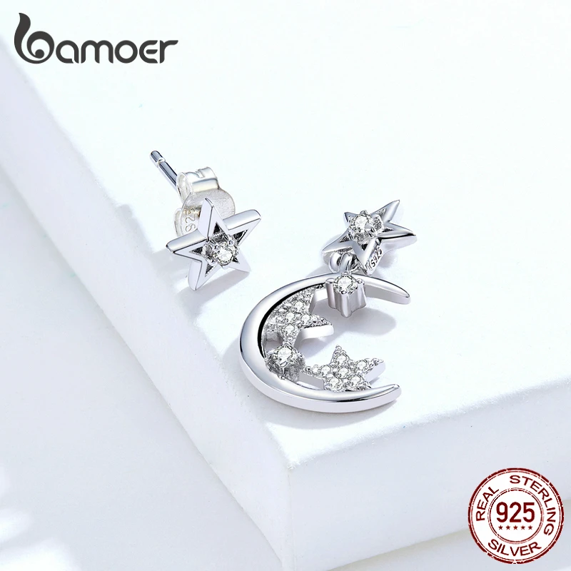 Женские асимметричные серьги гвоздики bamoer роскошные свадебные украшения из