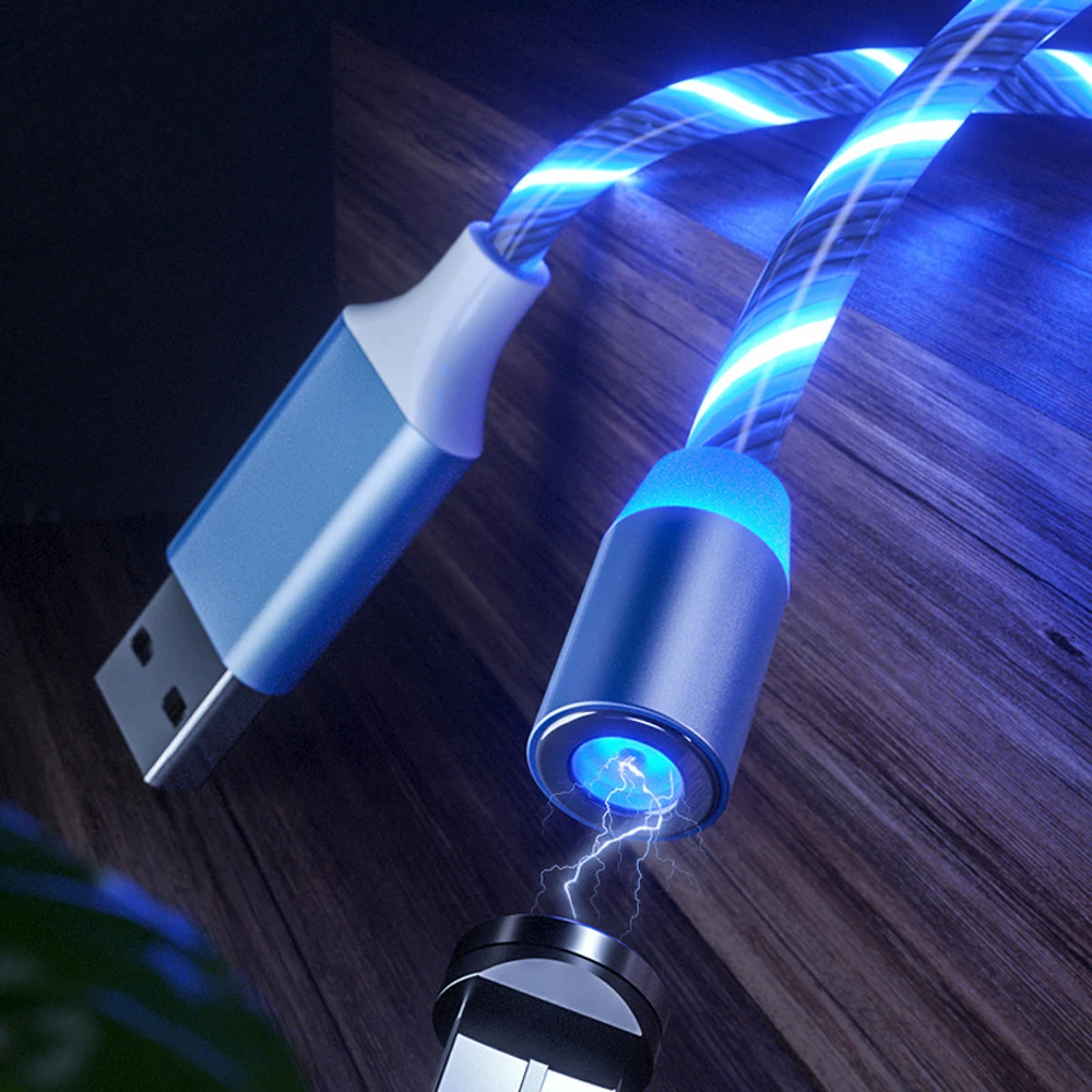 Цветной светодиодный магнитный кабель Micro USB типа C для быстрой зарядки и передачи данных iph для samsung для Android