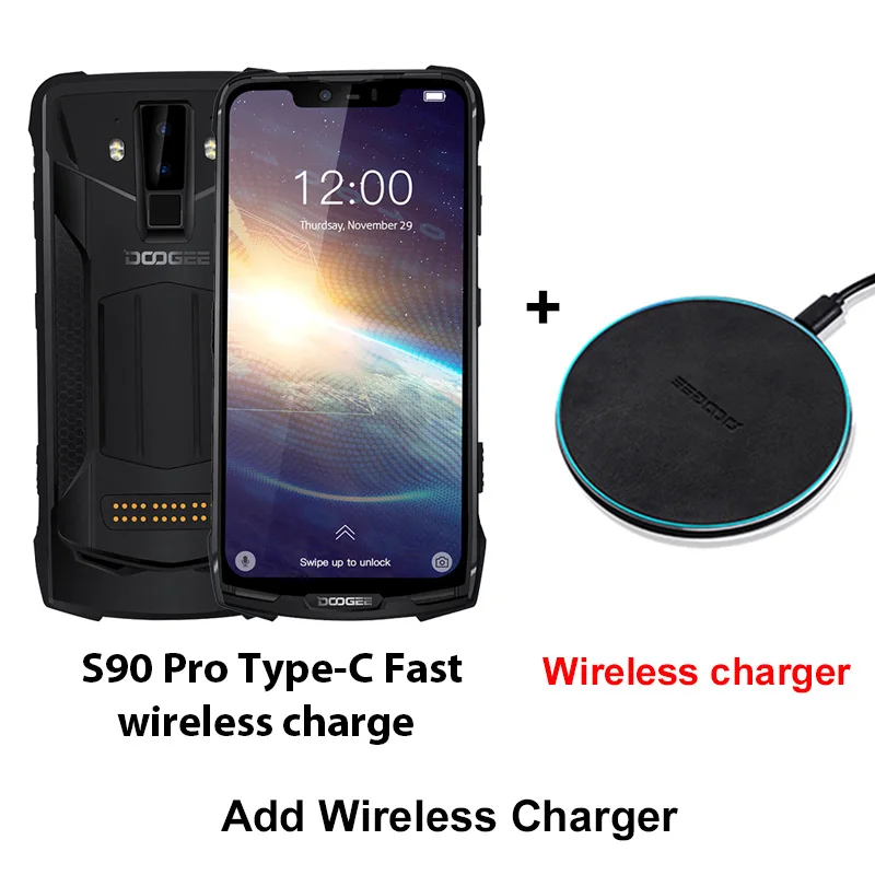 Doogee S90 Pro Helio P70 Восьмиядерный мобильный телефон 6 ГБ 128 ГБ модульный 6,18 FHD+ дисплей IP68/IP69K 4G LTE прочный смартфон - Цвет: Add Wireless Charger