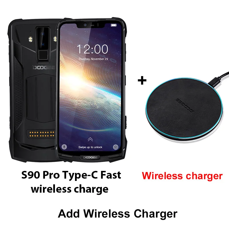 Add Wireless Charger Doogee S90 Pro Helio P70 Восьмиядерный мобильный телефон 6 ГБ 128 ГБ модульный 6,18 FHD+ дисплей IP68/IP69K 4G LTE прочный смартфон - Цвет: Add Wireless Charger