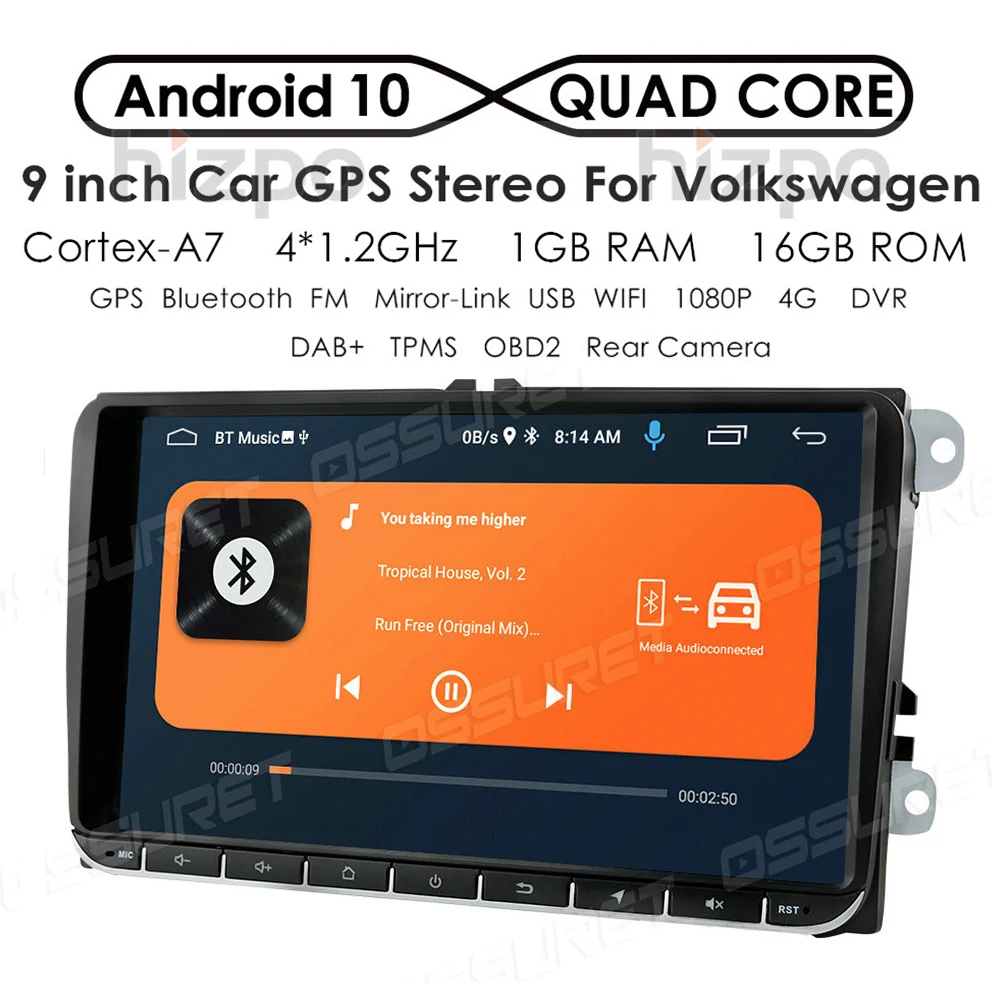 Автомагнитола 9 дюймов мультимедийный плеер на Android 10 с GPS для Volkswagen Skoda Octavia golf 5 6