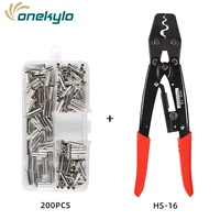 hs-16 Crimper Tools Copper Tinned Splice Crimp 22-10 AWG Terminal Sleeve Connectors 10mm Cable Heat Shrink Tube Sleeving Kits 1