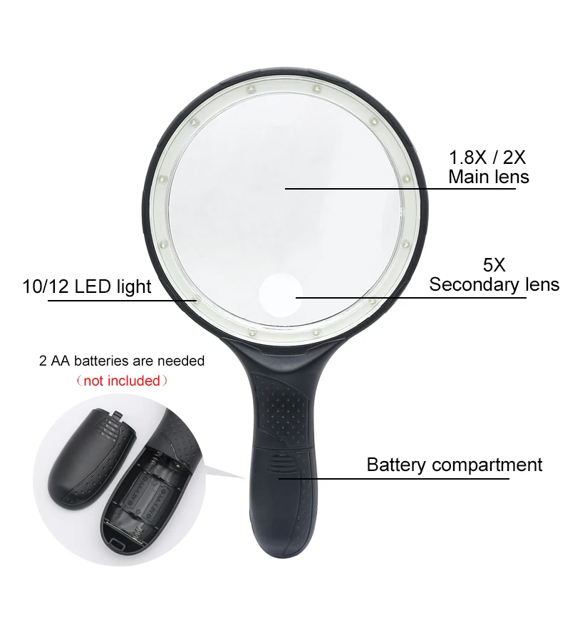 Color : Shank Length 90mm 90mm Large Detachable Yellow high-end Carved Dragon Magnifying Mirror Hand-held Magnifying Glass Magnifier for Reading