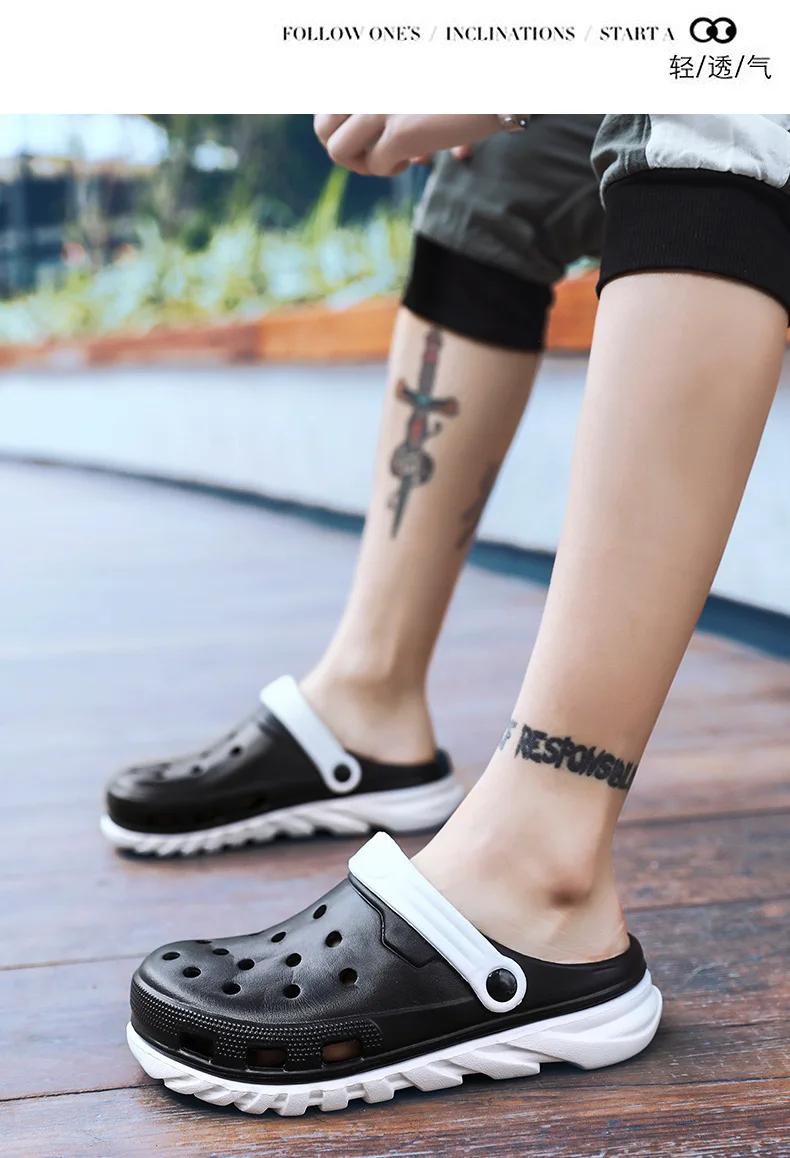 Summer New Style MEN'S Sandals Closed-toe Hollow out Large Size Beach Porous Shoes Thick Bottomed Anti-slip Outdoor Sandals