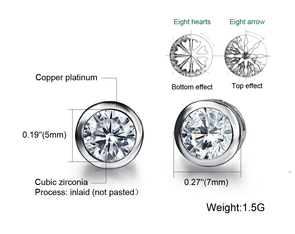 

CA-22 Hot Sale Women Earring Stud Shiny CZ Zircon Crystal Jewelry Stud Earrings with Round White Pink Purple Red Clear Zircon