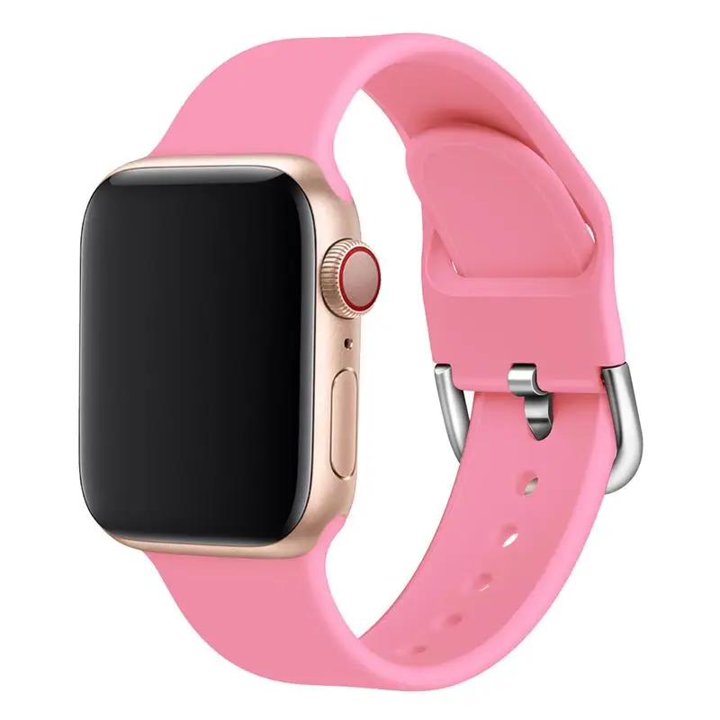 Спортивный силиконовый ремешок для apple watch 5 4 band 44 мм iwatch band 42 мм correa 38 мм pulseira apple watch 5 4 3 2 Браслет ремешок для часов - Цвет ремешка: Bright pink